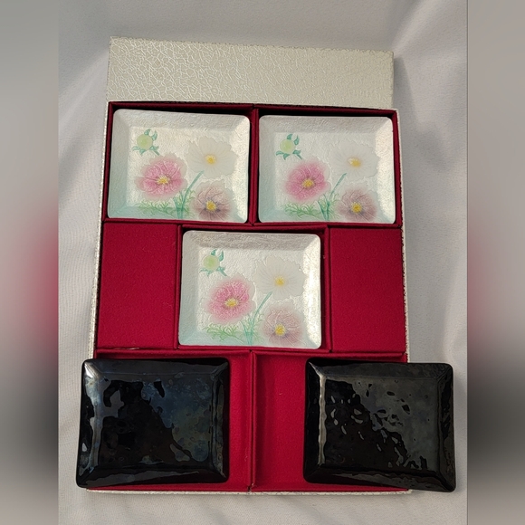 Vintage Ando Cloisonne Japenese Plates Set Of 5